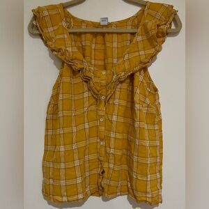 Old Navy Mustard Plaid Sleeveless Top